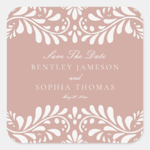 Sticker Carré Carrelage Talavera rose Espagnol Mariage Fiesta En