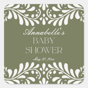 Sticker Carré Carrelage Talavera Vert Baby shower Fiesta espagno