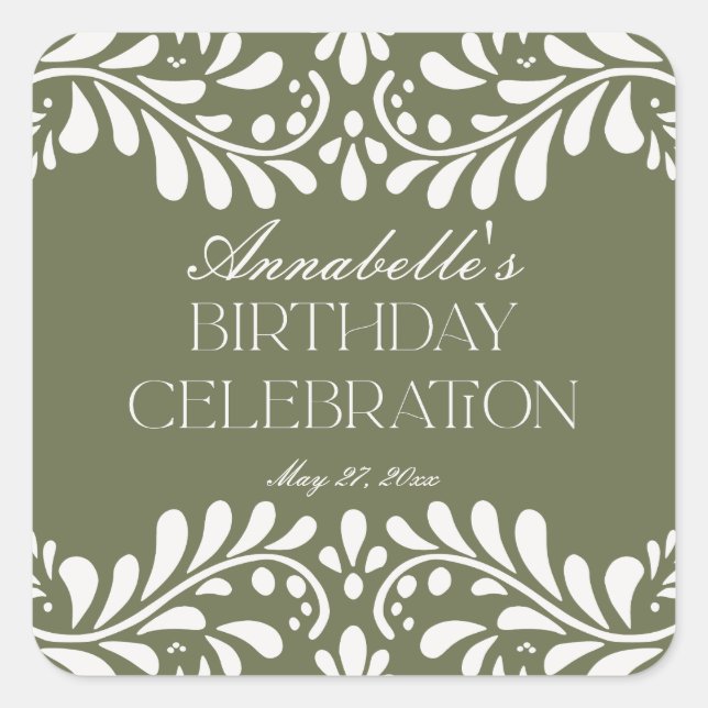 Sticker Carré Carrelage Talavera Vert Espagne Fiesta Anniversair (Devant)