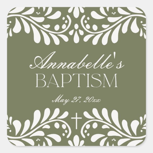 Sticker Carré Carrelage Talavera Vert Espagne Fiesta Baptême Fav (Devant)