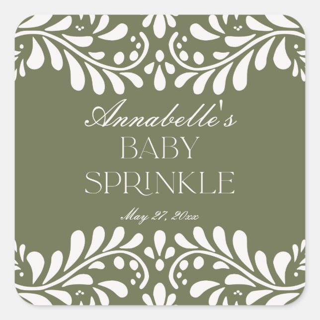 Sticker Carré Carrelage Talavera Vert Espagnol Fiesta Bébé Parse (Devant)