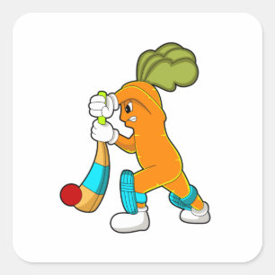 Sticker Carré Carrot at cricket with cricket bat