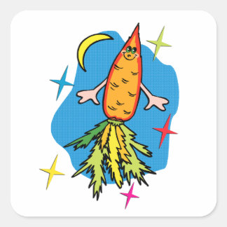 Sticker Carré Carrot Rocket Ship : Aussi connu sous le nom de Fa