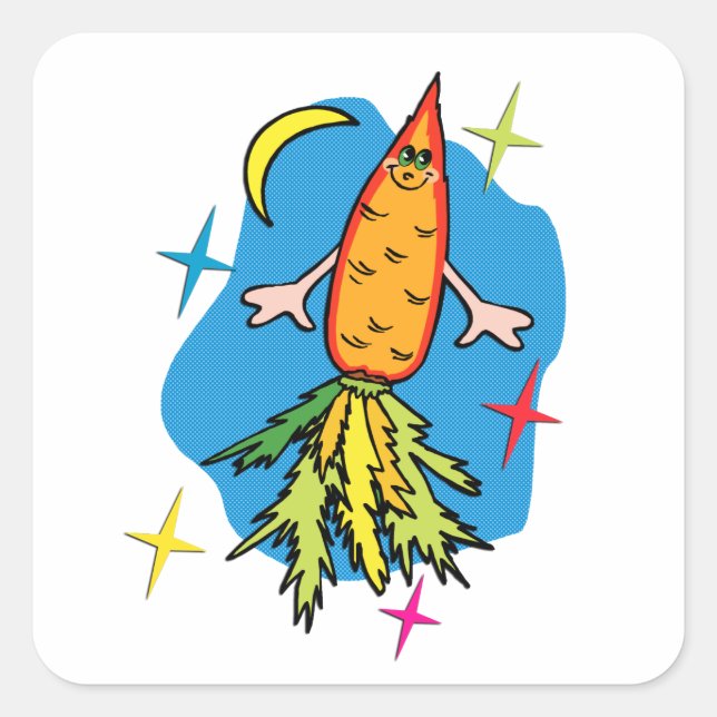 Sticker Carré Carrot Rocket Ship : Aussi connu sous le nom de Fa (Devant)