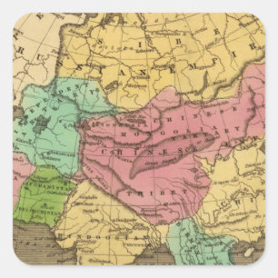Sticker Carré Carte 2 d'atlas couleur de main de l'Asie