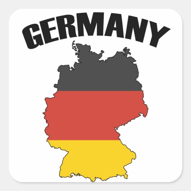 Sticker Carré Carte Allemagne - Drapeau allemand - Deutschland T (Devant)