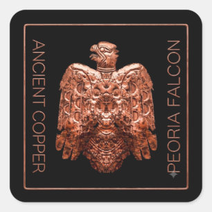 Sticker Carré Carte Ancienne Cuivre Peoria Falcon Restaurée
