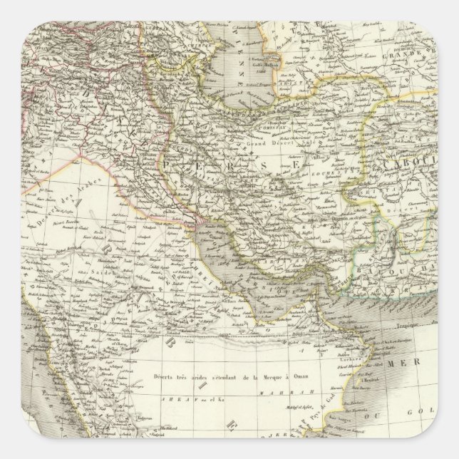 Sticker Carré Carte Atlas du Moyen-Orient 2 (Devant)