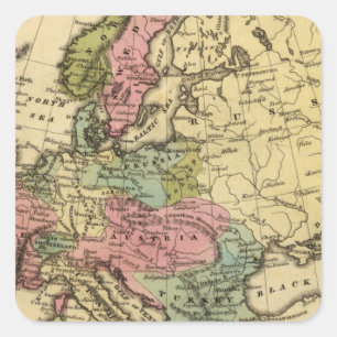 Sticker Carré Carte Atlas Europe couleur main 2