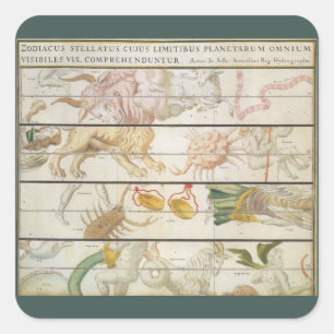Sticker Carré Carte céleste vintage, Astronomie par John Seller