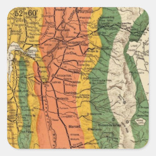 Sticker Carré Carte climatique de Californie