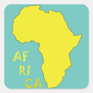 Sticker Carré Carte d'Afrique jaune funky