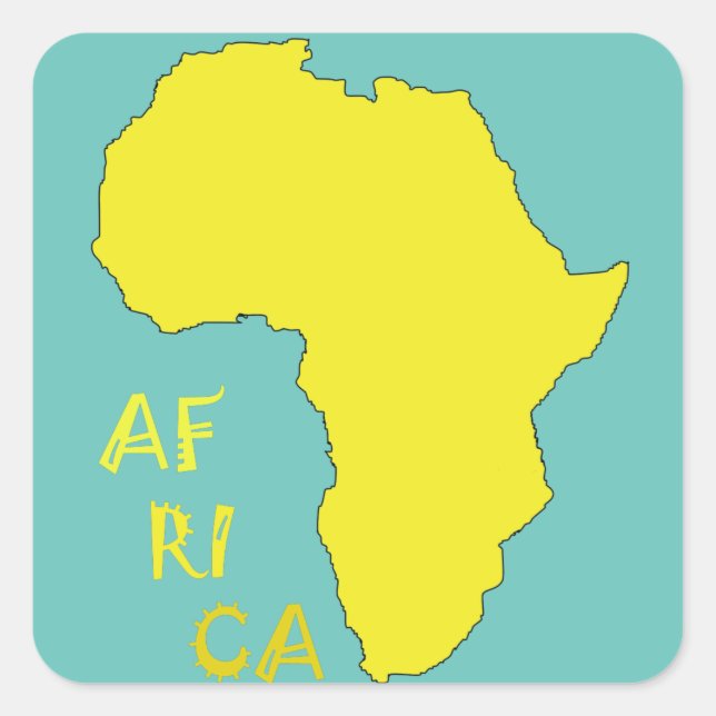 Sticker Carré Carte d'Afrique jaune funky (Devant)