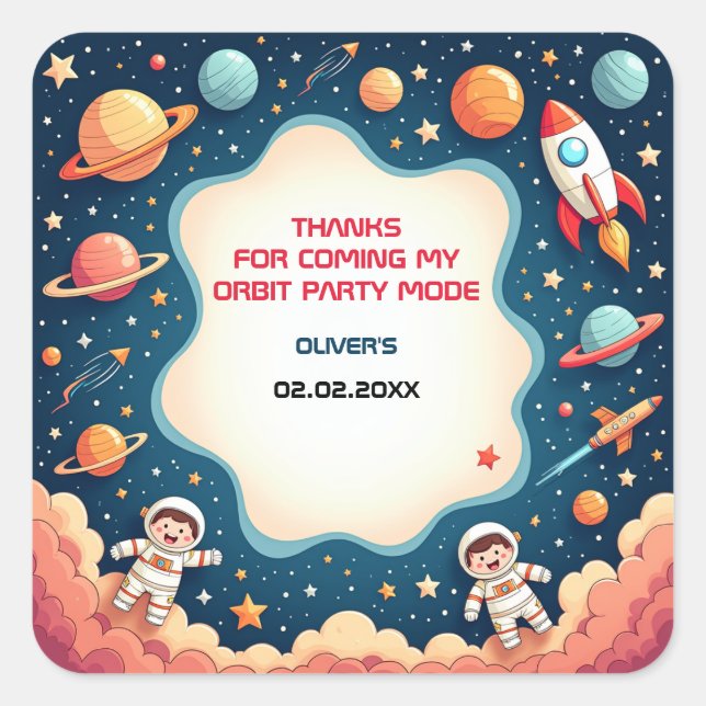 Sticker Carré Carte d'astronaute Merci de l'espace (Devant)