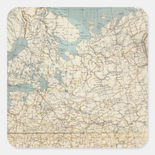 Sticker Carré Carte d'atlas de la Russie et de la Pologne