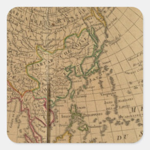 Sticker Carré Carte d'atlas de l'Asie