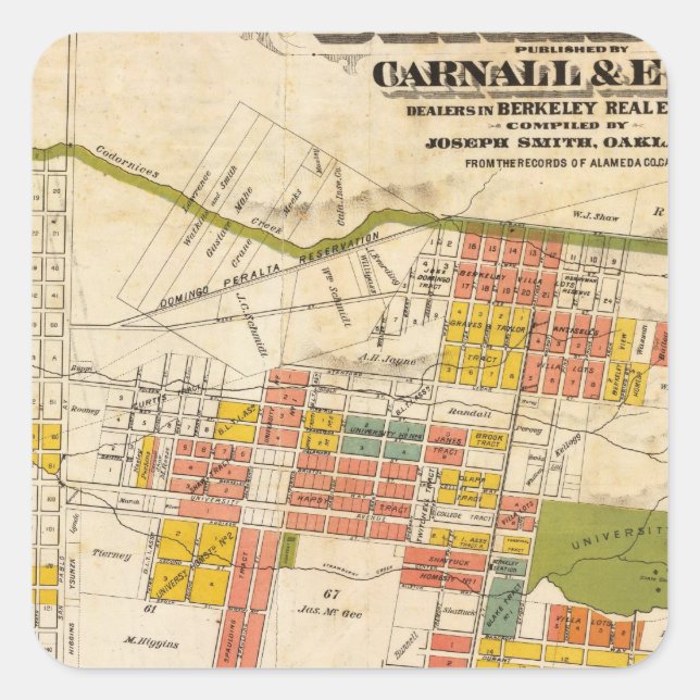 Sticker Carré Carte de Berkeley (Devant)