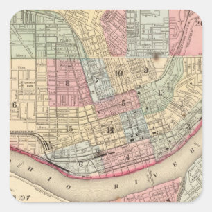 Sticker Carré Carte de Cincinnati par Mitchell