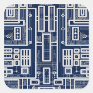 Sticker Carré Carte de circuit géométrique