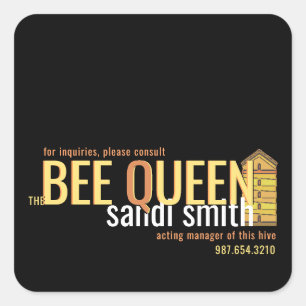 Sticker Carré Carte de contact pour les affaires de Bee Queen Be