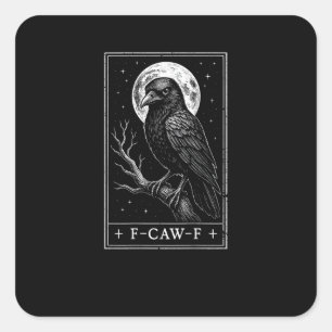 Sticker Carré Carte de corbeau F-Caw-F drôle Halloween vintage d
