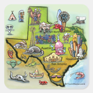 Sticker Carré Carte de dessin du Texas