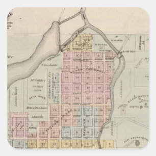 Sticker Carré Carte de Faribault, Comté de Rice, Minnesota