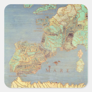 Sticker Carré Carte de la France, de l'Espagne et de l'Afrique