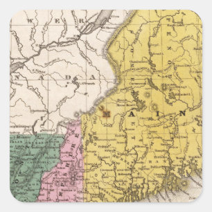 Sticker Carré Carte de la Nouvelle-Angleterre ou des États de l'