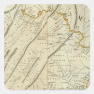 Sticker Carré Carte de la partie la plus habitée de Virginie, NJ