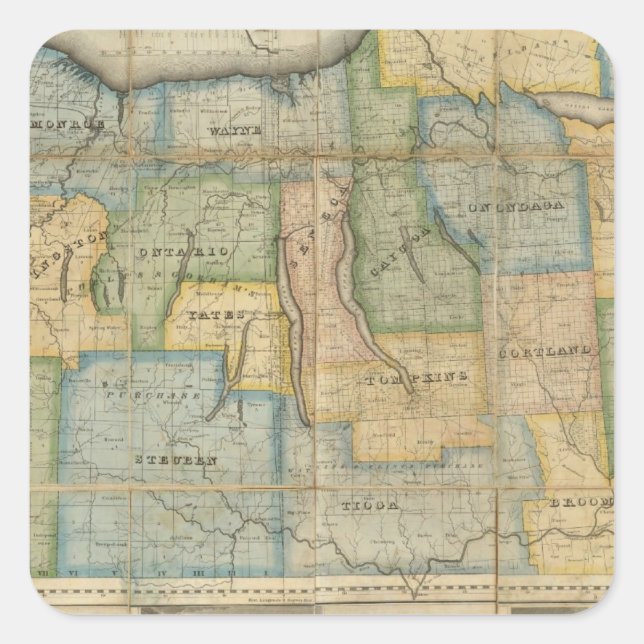 Sticker Carré Carte de la partie occidentale de l'État de New Yo (Devant)