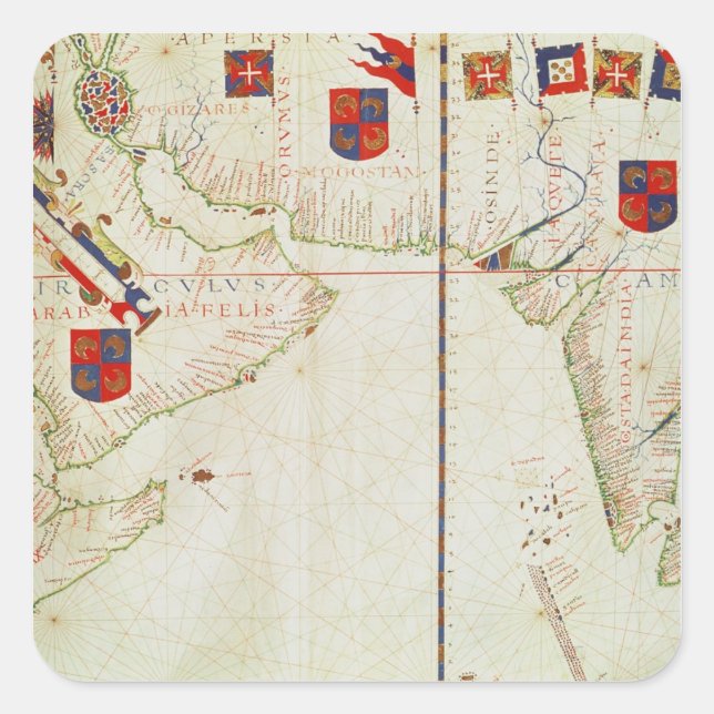 Sticker Carré Carte de la Perse, de l'Arabie et de l'Inde (Devant)