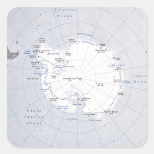 Sticker Carré Carte de la région Antarctique (1982)