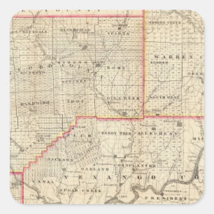 Sticker Carré Carte de la région pétrolière de Pennsylvanie