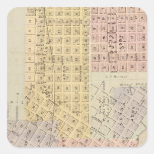 Sticker Carré Carte de la ville de St Peter, Minnesota