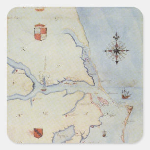 Sticker Carré Carte de la Virginie de Raleigh