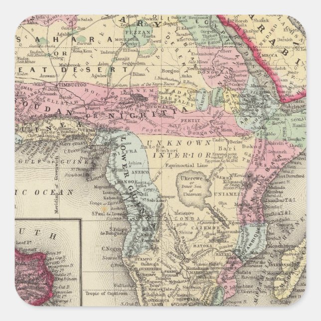 Sticker Carré Carte De L'Afrique (Devant)