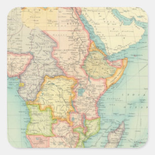 Sticker Carré Carte de l'Afrique avec des itinéraires