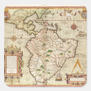 Sticker Carré Carte de l'Amérique centrale et du Sud