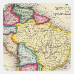 Sticker Carré Carte De L'Amérique Du Sud