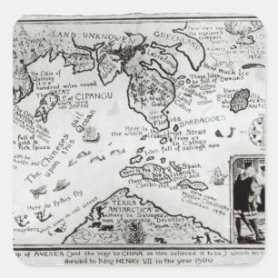 Sticker Carré Carte de l'Amérique et des directions vers la Chin