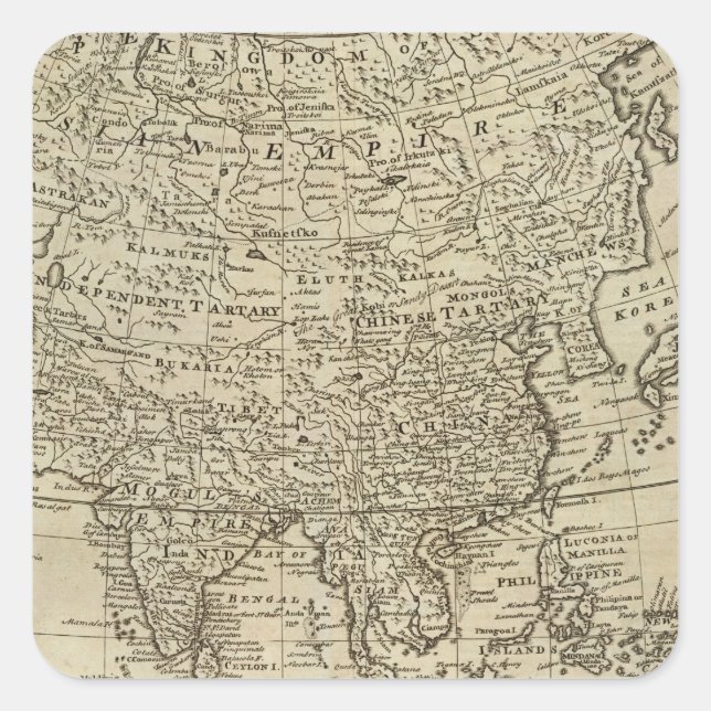 Sticker Carré Carte de l'Asie (Devant)