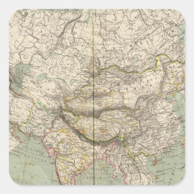Sticker Carré Carte de l'Atlas asiatique montrant les divisions  (Devant)
