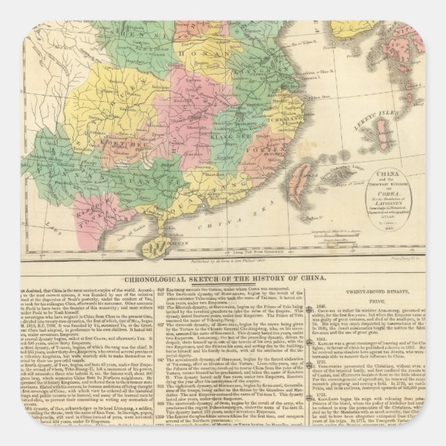 Sticker Carré Carte de l'Atlas chinois et japonais (Devant)