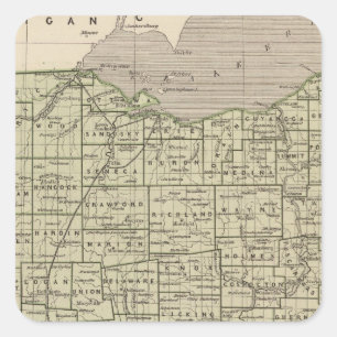 Sticker Carré Carte de l'Atlas de l'Ohio