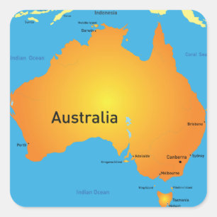 Sticker Carré Carte De L'Australie