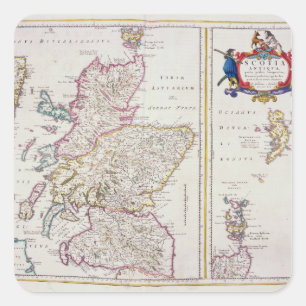 Sticker Carré Carte de l'Ecosse, c.1700