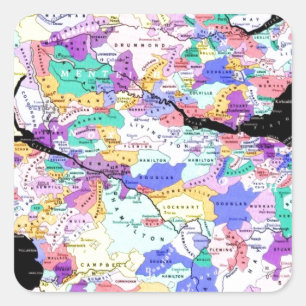 Sticker Carré Carte de l'Écosse Clans écossais