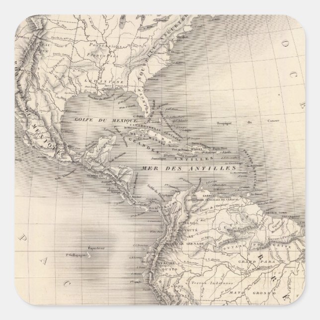 Sticker Carré Carte de l'Empire espagnol dans les Amériques (Devant)