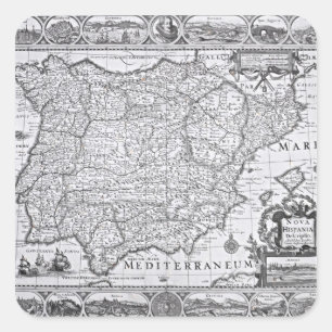 Sticker Carré Carte de l'Espagne